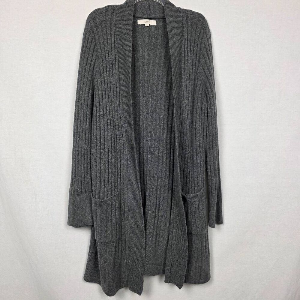 Women's Gray Open Front Cardigan Sweater